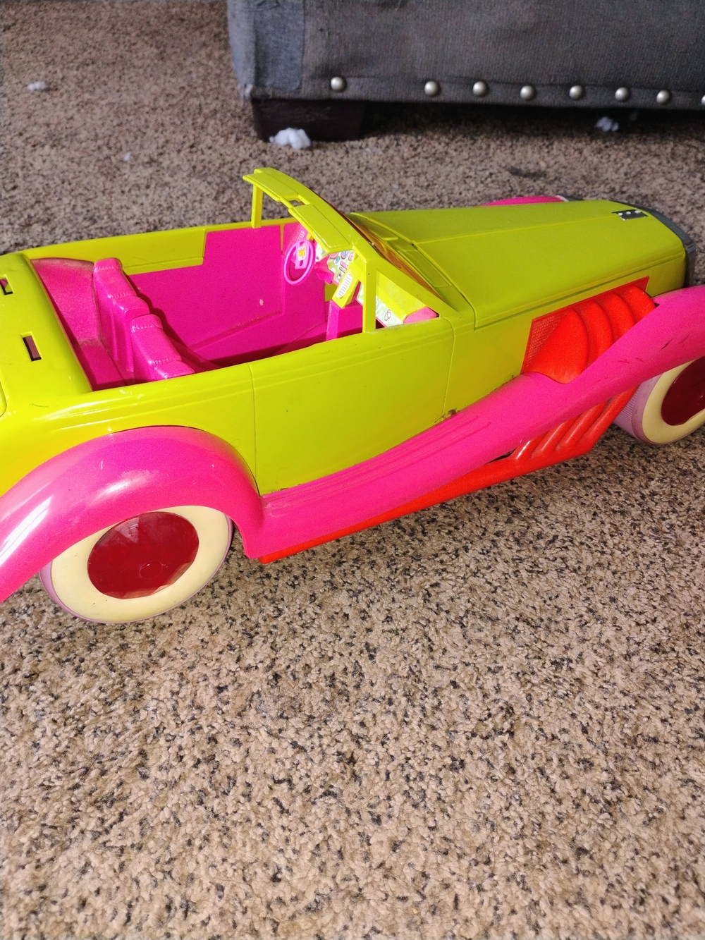 Bright Pink & Lime Green Kids Convertible Toy Car